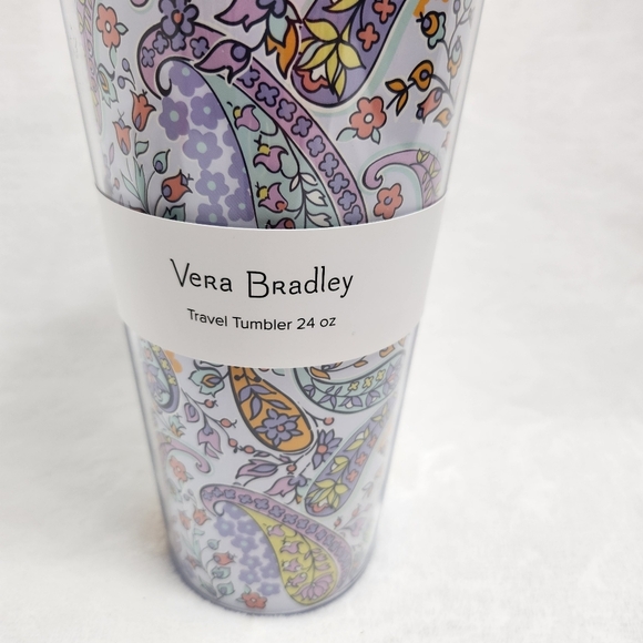 Vera Bradley Maddalena Paisley Soft Travel Tumbler 24 Oz Flexible Straw - Picture 2 of 4